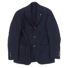LARDINI ラルディーニ no.34 FABRIC ブートニエール付き ウール ニット 3B シングル テーラードジャケット ネイビー系 42【中古】のサムネイル