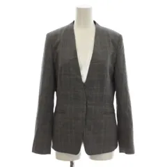グリーンレーベルリラクシング ユナイテッドアローズ green label relaxing テーラードジャケット 上着 38 グレー チェック柄 ノーカラー 長袖 ライト カチリラ ノーラペル ウォッシャブル ストレッチ 防シワ /LP47のサムネイル