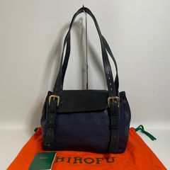 2606-187｜美品｜ヒロフ ショルダーバッグ レザー ネイビー - メルカリ