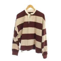6 ROKU BEAUTY&YOUTH B&Y ロク ビューティーアンドユース HOOKTAPE COTTON BORDER RUGBY SHIRT Tシャツ 茶 ボーダー柄 長袖 ポロ襟 8612-241-0001 /JP33のサムネイル