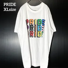【PRIDE】レインボー 3段ロゴ プリントロゴ オーバーサイズ 半袖Tシャツ US古着 USA輸入 ホワイト XLsizeのサムネイル