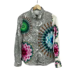 Desigual(デシグアル) 長袖シャツブラウス サイズS レディース - 白×黒×マルチ 花柄のサムネイル