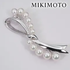 美品 ミキモト リボン ウェーブ アコヤパール ブローチ /26-1129のサムネイル