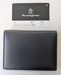 【新品】マンシングウェア 名刺入れ カード入れ 本革 羊革 ネイビー ペンギンロゴのサムネイル