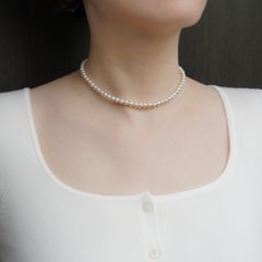 未使用〉 パール ネックレス 約7.0-7.5mm 淡水真珠 シルバー金具 