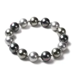 【桂由美プロデュース】 パール ブレスレット 大粒 10mm マルチカラー 人気 レディース 着脱 簡単 冠婚葬祭 おしゃれ 日本製 (Grey)のサムネイル