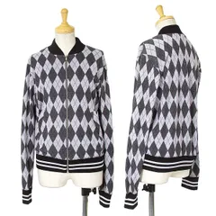 ローブドシャンブル コムデギャルソンrobe de chambre COMME des GARCONS 製品染めアーガイルジップニットブルゾン グレーMのサムネイル