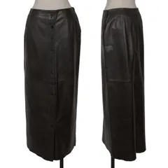 ジャンポールゴルチエ ファムJean Paul GAULTIER FEMME フロントボタンラムレザースカート 黒40のサムネイル