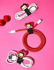 Betty Boop　ベティちゃん　ケーブルクリップ　3個セット　ベティブープ　ケーブル収納クリップ　ケーブルバンド　可愛い　アメコミ　キャラクター　レトロ　ギフト　プレゼント　海外製品　雑貨のサムネイル