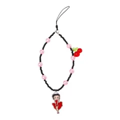Betty Boop　ベティちゃん　ストラップ　チェリー　パール　ビーズ　アクセサリー　ベティブープ　バッグアクセサリー　スマホストラップ　可愛い　アメコミ　キャラクター　レトロ　ギフト　プレゼント　海外製品　雑貨のサムネイル