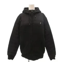 ポロ ラルフローレン POLO RALPH LAUREN パテッドジャケット キルティング ロゴ フーディー 異素材ドッキング M 黒 ブラック /MXのサムネイル