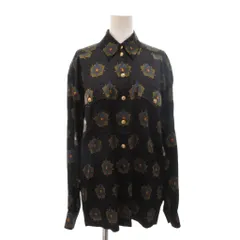 エスカーダ ESCADA 美品 シャツ ブラウス フラップポケット 金ボタン 36 長袖 シルク 総柄 /MXのサムネイル