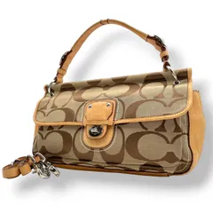 【良品】 コーチ COACH 19033 シグネチャー シティ ウィリス 2WAY ショルダーバッグ ハンドバッグ キャンバス レザー ベージュ 肩掛け 斜め掛け ターンロック レディース お出かけ エレガント カジュアル 定番 人気 鞄 カバン S82のサムネイル