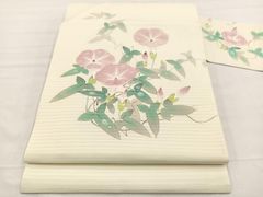 清次郎 手描き染 竪絽 朝顔 カワセミ 夏訪問着 未使用品 正絹 夏着物 清次郎 手描き染 竪絽 朝顔 カワセミ 夏訪問着 未使用品 正絹 夏着物