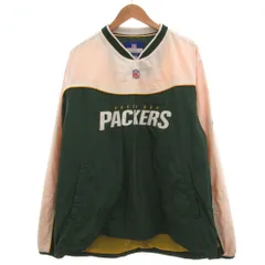 リーボック Reebok 美品 ヴィンテージ 90s グリーンベイ パッカーズ ナイロントレーナー プルオーバー XL Vネック 長袖  緑 グリーン 黄 イエロー 白 ホワイト /KB ■ECF006のサムネイル