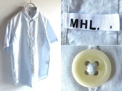MHL. マーガレットハウエル MARGARET HOWELL 半袖 コットンリネンポプリン シャツ S ライトブルー 水色 日本製のサムネイル