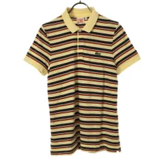 LACOSTE L!VE ラコステライブ ボーダー 半袖 ポロシャツ 3 イエロー系 鹿の子地 レディース 古着のサムネイル