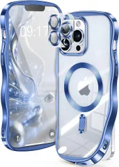 【米軍進化耐久・CDリング・キュートなウェーブエッジ】iPhone 13 Pro Max ケース 【カメラ全面保護】【MagSafe対応】カメラフィルム 強力マグネット 衝撃吸収 TPU+PC メッキ加工 ソフト 黄ばみ防止 クリアケースのサムネイル