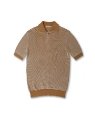 エットン Etonne ベージュ パータン ニット ポロ ハーフ シャツのサムネイル