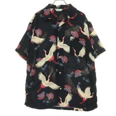 美品 パゴン アロハシャツ シルク100% 京友禅 オープンカラー ブラック
