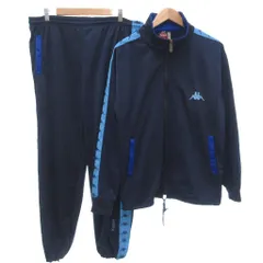 カッパ kappa 美品 ヴィンテージ セットアップ ジャージ ジャケット パンツ M ロゴ フリース裏地 紺 ネイビー 青 ブルー /KB ■ECF006のサムネイル