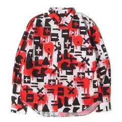 BLACK COMME des GARCONS ブラック コムデギャルソン シャツ ホワイト レッド ブラック サイズ:S グラフィティ ブロード シャツ 1B-B031 日本製 トップス カジュアルシャツ 長袖 【メンズ】【中古】のサムネイル