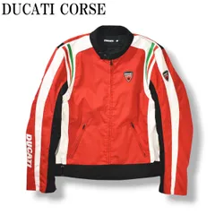 ドゥカティ コルセ DUCATI CORSE コーデュラ ナイロン シングル ライディング ライダースジャケット モーターサイクル XL レッド x ホワイト x ブラック メンズのサムネイル
