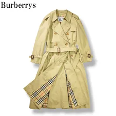 【希少】 90sヴィンテージ バーバリー Burberrys 裏ノバチェック コットンギャバジン ロング トレンチコート ベルト付き オーバーコート トラッド オフィス AB2 ベージュ レディース ♪のサムネイル