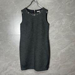 アベニールエトワール 上品ノースリーブワンピース ネイビー ビジュー