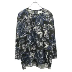 S Max Mara エス マックスマーラ フラワープリントノーカラーバックボタンシャツ 919601996 カーキ系×ブルー系 40のサムネイル