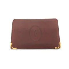 カルティエ Cartier スペイン製 マストライン 定期入れ パスケース カードケース ボルドー エンボスロゴ レザー コーナー金具 二つ折り /NU ■ECD001のサムネイル