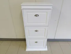 【美品・引取限定】木製スリムシューズラック ホワイト SoBuy（横53×奥行23.5×高さ116.5cm）デザイン家具　管理番号MS6026AZKのサムネイル