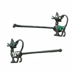 アッカ acca ヘアピン ヘアアクセサリー 猫モチーフ ラインストーン フェイクパール 装飾 黒 ブラック /BB ■GY62のサムネイル