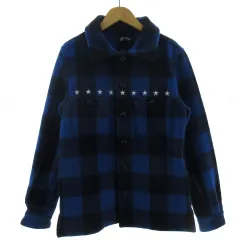 マーブルズ Marbles 9STARS BUFFALO CHECK CPO JACKET バッファロージャケット ウール混 ギンガムチェック ブルー 青 ブラック 黒 Sのサムネイル