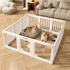 ペットサークル 折りたたみ 犬 サークル 室内 置くだけ DIY ペットフェンス 透明アクリル板 大きめ パネル ペットケージ 小型犬 ドア付き 高さ60cm 犬げーじ 中型犬 おしゃれ ペットのサムネイル