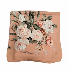 ラルフローレン スカーフ  Vintage　ヴィンテージ　ピンク グリーン 花柄 フラワー フローラル シルク　100％ RALPH LAUREN のサムネイル