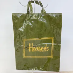 Harrods/ハロッズ トートバッグ エコバッグ ショッパー ビニールバッグ カーキ グリーン系 ロゴプリント[OB04229]のサムネイル