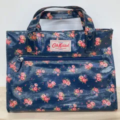 美品 Cath Kidston/キャスキッドソン トートバッグ/ハンドバッグ 花柄/ローズ ネイビー系 外ポケット付き レディース[OC03297]のサムネイル