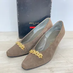 pierre cardin/ピエールカルダン パンプス 35 1/2 (22.5cm相当) ブラウン スエード調 チェーンモチーフ 箱付き レディース[OL00584]のサムネイル