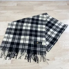 美品 ROYAL ASCOT CLUB カシミヤ100% マフラー/ストール チェック柄 ブラック/ホワイト C-KT6078[OZ02425]のサムネイル