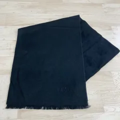 美品 Polo Club ポロクラブ マフラー/ショール ブラック 黒色 刺繍ロゴ フリンジ付 メンズ/レディース[OZ02427]のサムネイル
