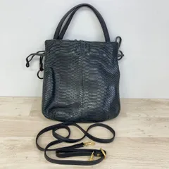 ARUKAN/アルカン パイソン本革 2way ハンドバッグ/ショルダーバッグ ブラック 黒 蛇革 レディース[OM03435]のサムネイル