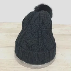 美品 CLIPPER CASUALS クリッパーカジュアル ニット帽 ポンポン ラビットファー ブラック 黒 イギリス製  ニットキャップ[OQ03685]のサムネイル