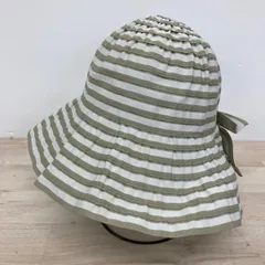 美品 GREVI/グレヴィ ボーダー ハット/帽子 リボン付き ベージュ×ホワイト イタリア製 レディース アクリル素材[OQ03690]のサムネイル