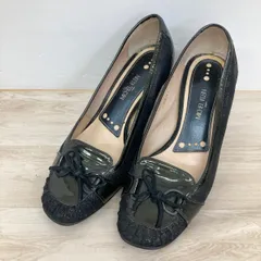 MICHEL KLEIN ミッシェルクラン パンプス 21 1/2EE (21.5cm相当) ブラック 黒 リボン 89241 レディース[OA05026]のサムネイル