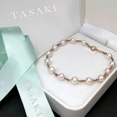 TASAKI タサキ 田崎真珠 K18YG アコヤパール ステーション ブレスレット 14珠 19cm 6.3mm K18 18金 750 イエローゴールド 本真珠 あこや真珠 ステーションブレスレット 極美品 華奢のサムネイル