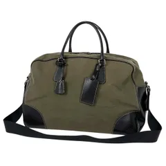 プラダ PRADA ロゴプレート ボストンバッグ 2WAY キャンバス カーキ ブラック レディース 【中古】のサムネイル