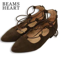 BEAMS HEART ビームス ハート 通年★ フェイクスウェード レースアップ フラット シューズ パンプス Sz.M レディースのサムネイル