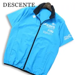 DESCENTE デサント 春夏★ 半袖 フルジップ ロゴプリント ブルゾン ジャケット Sz.M メンズ 水色 ゴルフのサムネイル