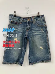 ANAP アナップ デニムパンツ S ブルー ショート・ひざ上丈 無地 スキニー・タイト ストレート ローライズ ヴィンテージ クラッシュ・ダメージ レディースのサムネイル